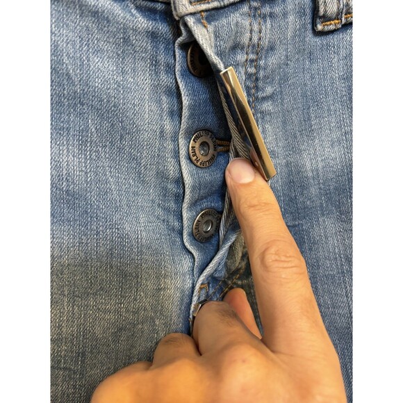 PHILIPP PLEIN Super straight Cut Washed blue Distressed Jeans Size 32 x 32 - Picture 9 of 10